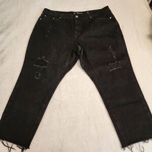 Chic Denim Mom High Rise Crop Distressed Denim Jeans Size 22
